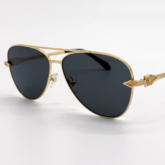 NEW VE2283 1002/87 VERSACE GOLD GREY AVIATOR SUNGLASSES VERSACE VE2283 100287 - Picture 5 of 10